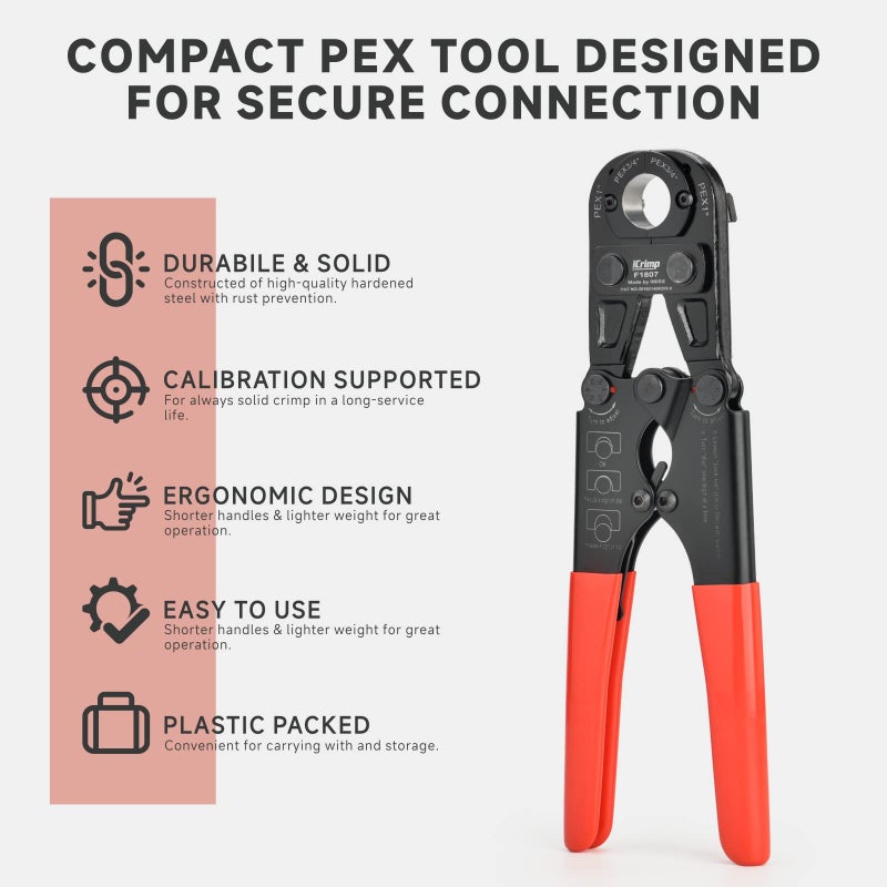 IWISS iCrimp Pex Pipe Crimping Tool kit for 3/8,1/2,3/4,1-inch Copper Ring with Free Gauge&Pex Pipe Cutter -Meet ASTM F1807 and Portable - Image 4